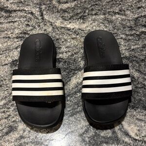 Adidas Kids Black and White Slide Sandals